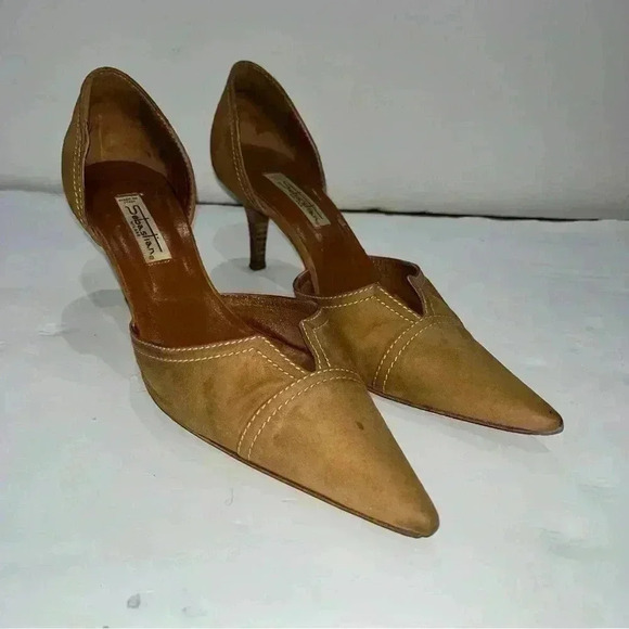 Sebastian Milano suede pointy toe slide on heels - Picture 5 of 8